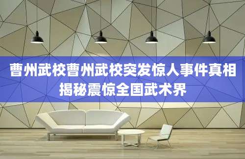 曹州武校曹州武校突发惊人事件真相揭秘震惊全国武术界