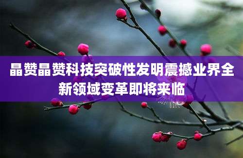 晶赞晶赞科技突破性发明震撼业界全新领域变革即将来临