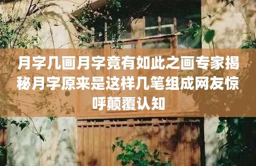 月字几画月字竟有如此之画专家揭秘月字原来是这样几笔组成网友惊呼颠覆认知
