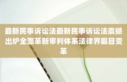 最新民事诉讼法最新民事诉讼法震撼出炉全面革新审判体系法律界瞩目变革
