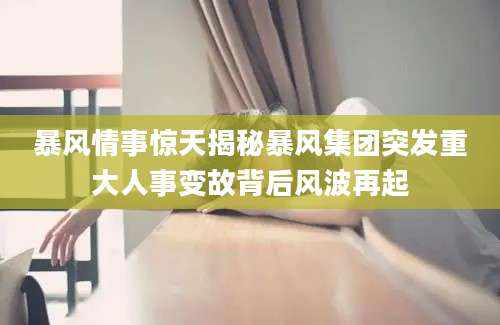 暴风情事惊天揭秘暴风集团突发重大人事变故背后风波再起