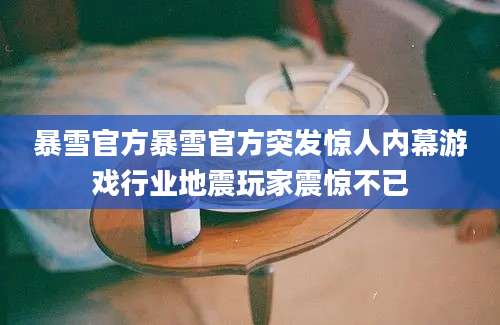暴雪官方暴雪官方突发惊人内幕游戏行业地震玩家震惊不已