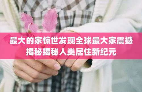 最大的家惊世发现全球最大家震撼揭秘揭秘人类居住新纪元