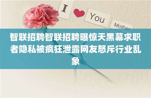 智联招聘智联招聘曝惊天黑幕求职者隐私被疯狂泄露网友怒斥行业乱象