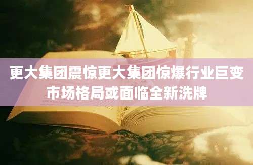 更大集团震惊更大集团惊爆行业巨变市场格局或面临全新洗牌