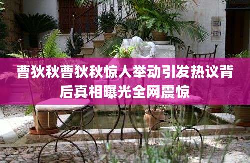 曹狄秋曹狄秋惊人举动引发热议背后真相曝光全网震惊