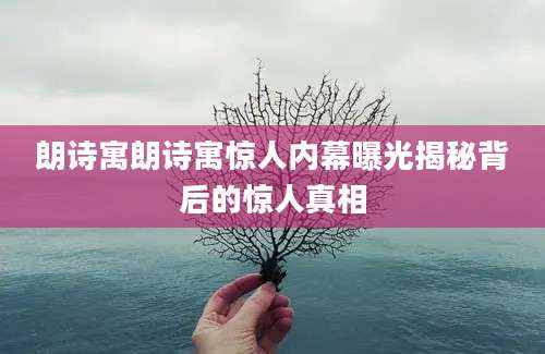 朗诗寓朗诗寓惊人内幕曝光揭秘背后的惊人真相