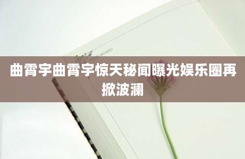 曲霄宇曲霄宇惊天秘闻曝光娱乐圈再掀波澜