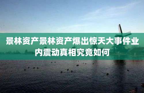 景林资产景林资产爆出惊天大事件业内震动真相究竟如何