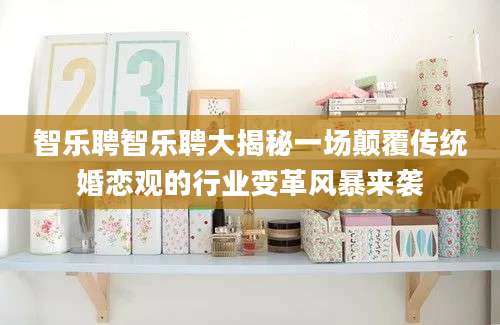 智乐聘智乐聘大揭秘一场颠覆传统婚恋观的行业变革风暴来袭
