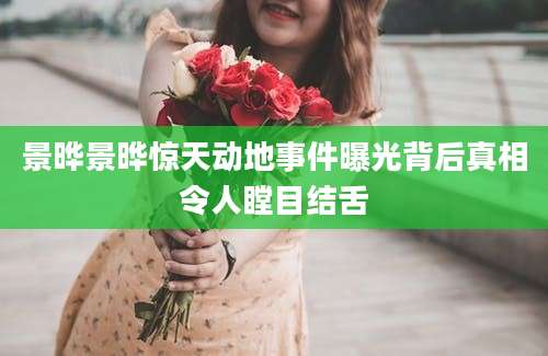 景晔景晔惊天动地事件曝光背后真相令人瞠目结舌