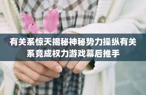 有关系惊天揭秘神秘势力操纵有关系竟成权力游戏幕后推手