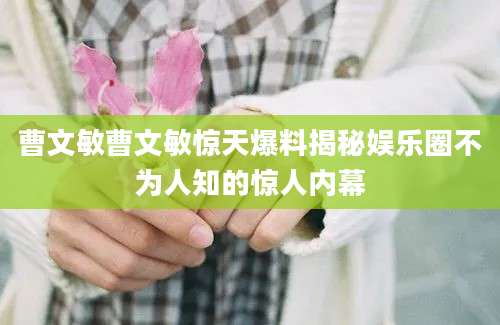 曹文敏曹文敏惊天爆料揭秘娱乐圈不为人知的惊人内幕