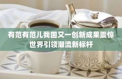 有范有范儿我国又一创新成果震惊世界引领潮流新标杆