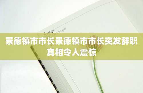 景德镇市市长景德镇市市长突发辞职真相令人震惊
