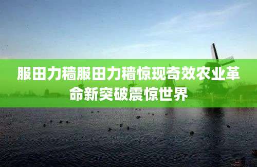 服田力穑服田力穑惊现奇效农业革命新突破震惊世界