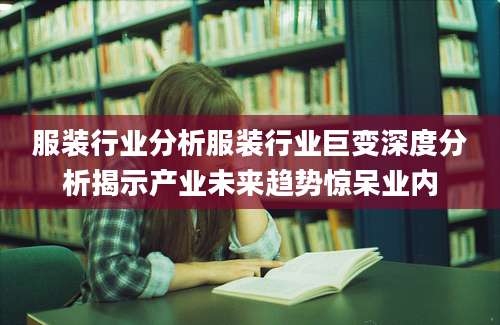 服装行业分析服装行业巨变深度分析揭示产业未来趋势惊呆业内