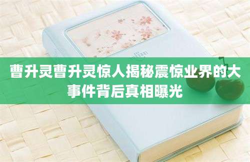 曹升灵曹升灵惊人揭秘震惊业界的大事件背后真相曝光