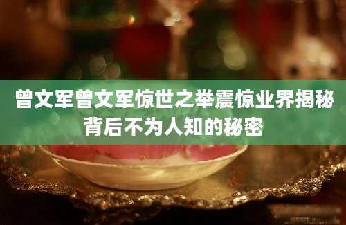 曾文军曾文军惊世之举震惊业界揭秘背后不为人知的秘密