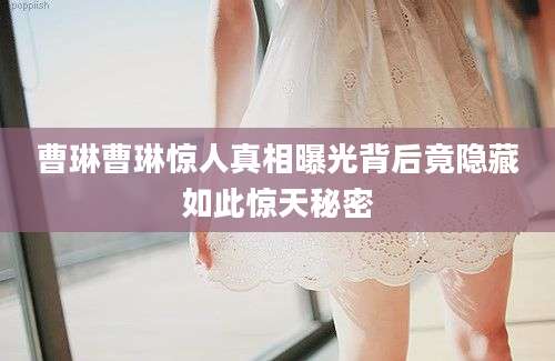 曹琳曹琳惊人真相曝光背后竟隐藏如此惊天秘密