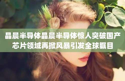 晶晨半导体晶晨半导体惊人突破国产芯片领域再掀风暴引发全球瞩目