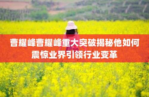 曹耀峰曹耀峰重大突破揭秘他如何震惊业界引领行业变革