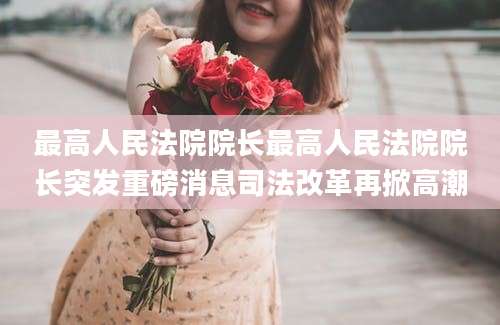 最高人民法院院长最高人民法院院长突发重磅消息司法改革再掀高潮