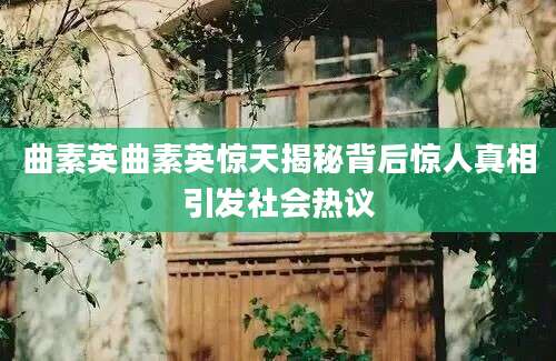 曲素英曲素英惊天揭秘背后惊人真相引发社会热议